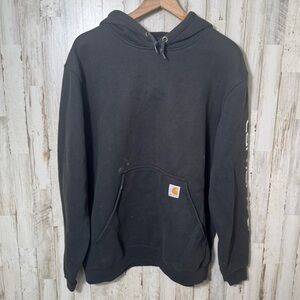 Vtg‎ Y2K Carhartt Black Hoodie Sweatshirt Painted Thrashed Mens Large